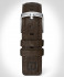 LEATHER STRAP DARK BROWN CLASSIC - Argent mat